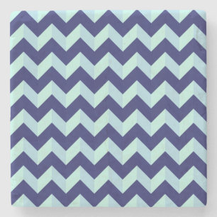 Dessous-de-verre En Pierre Motif Chevron Bleu