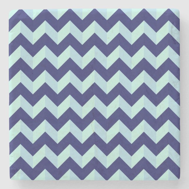 Dessous-de-verre En Pierre Motif Chevron Bleu (Devant)