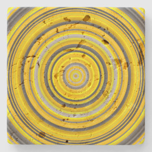 Dessous-de-verre En Pierre Motif circulaire jaune et gris