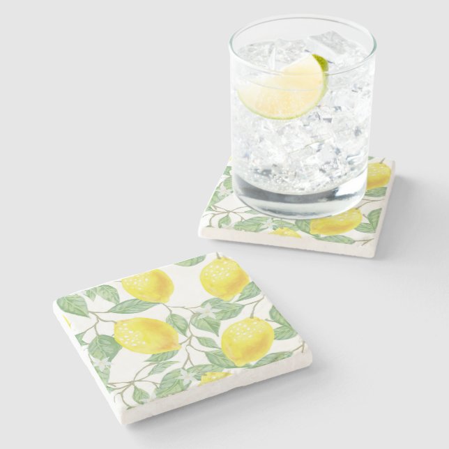 Dessous-de-verre En Pierre Motif citron (Côté)