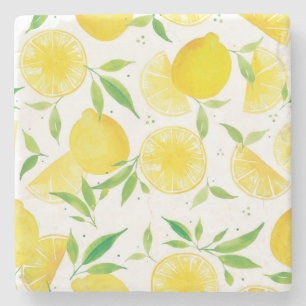 Dessous-de-verre En Pierre Motif citrons aquarelle