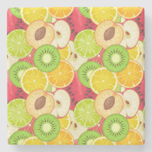 Dessous-de-verre En Pierre Motif coloré de fruits amusants