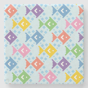 Dessous-de-verre En Pierre Motif coloré de poissons de l'océan