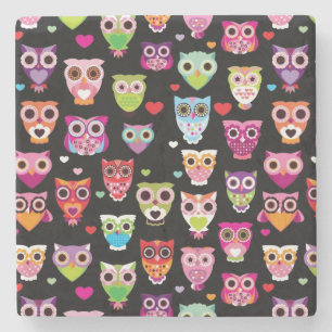 Dessous-de-verre En Pierre motif coloré mignon d'enfants de hibou