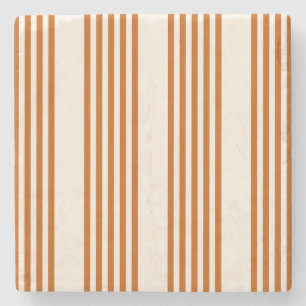 Dessous-de-verre En Pierre Motif couleur orange brun et beige cinq rayures
