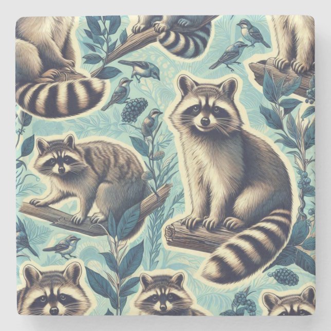 Dessous-de-verre En Pierre Motif Cute Racoon (Devant)