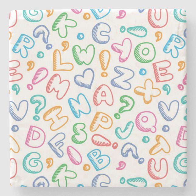 Dessous-de-verre En Pierre motif d'alphabet (Devant)