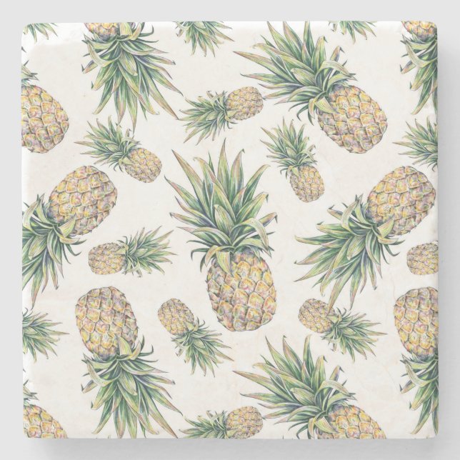 Dessous-de-verre En Pierre Motif d'ananas aquarelle (Devant)