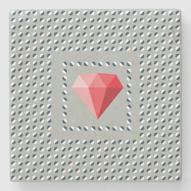 Dessous-de-verre En Pierre Motif dansant Illusion d'optique Rubis  (Devant)