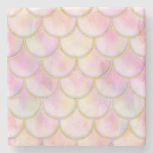 Dessous-de-verre En Pierre Motif de balance de sirène Pastel Iridescente