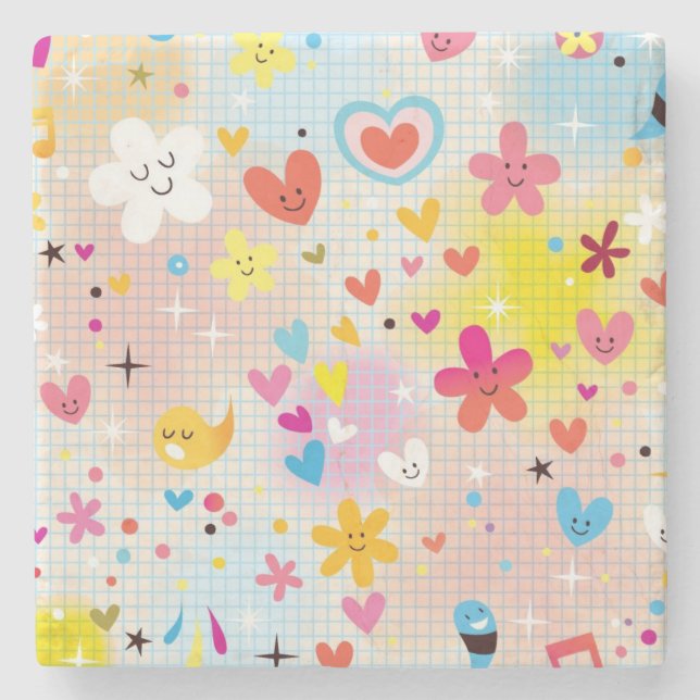 Dessous-de-verre En Pierre motif de bande dessinée d'amusement (Devant)