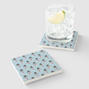 Dessous-de-verre En Pierre Motif de bonhommes de neige mignons