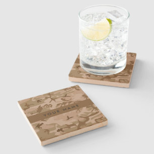 Dessous-de-verre En Pierre Motif de camouflage du désert, Votre nom, Personna