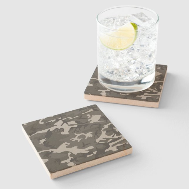 Dessous-de-verre En Pierre Motif de Camouflage gris, Motif militaire, Armée (Côté)