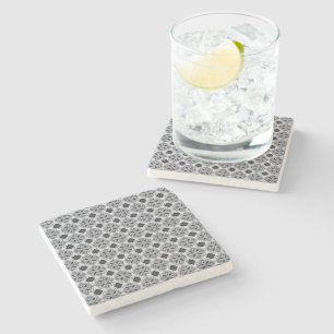 Dessous-de-verre En Pierre Motif de carreaux ornés gris vintage