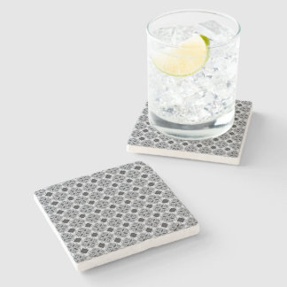 Dessous-de-verre En Pierre Motif de carreaux ornés gris vintage