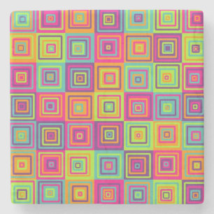 Dessous-de-verre En Pierre Motif de carrés géométriques colorés