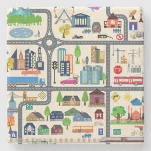 Dessous-de-verre En Pierre Motif de carte de ville