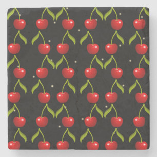 Dessous-de-verre En Pierre Motif de cerises brillantes