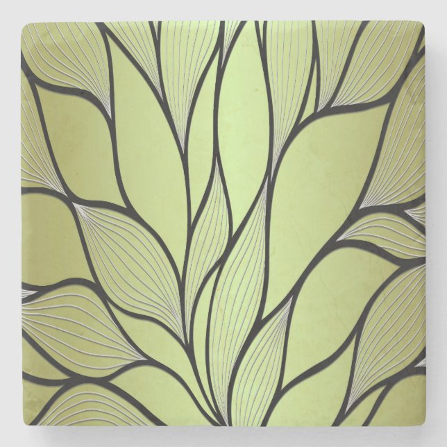 Dessous-de-verre En Pierre Motif de congé créatif vert olive (Devant)