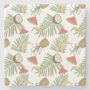 Dessous-de-verre En Pierre Motif de croquis de fruits tropicaux