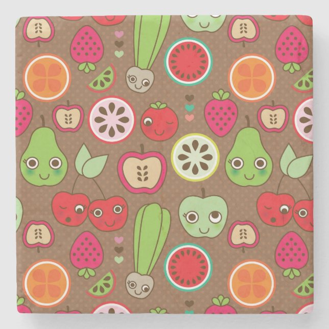 Dessous-de-verre En Pierre Motif de cuisine de fruit (Devant)