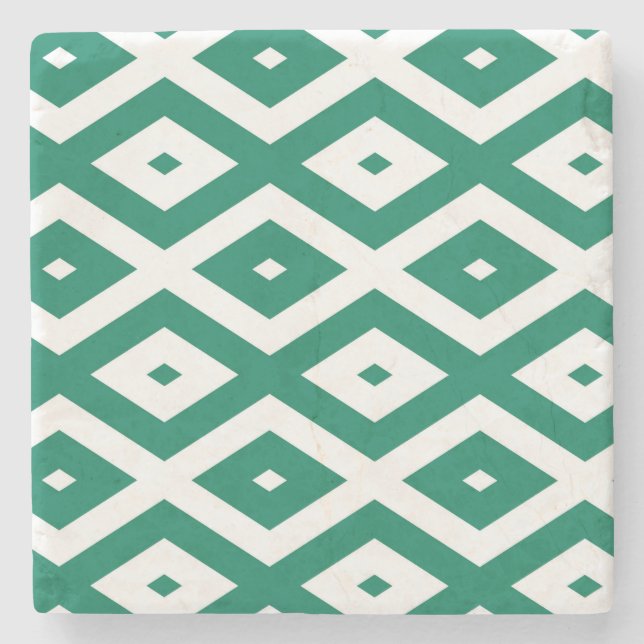 Dessous-de-verre En Pierre Motif de diamant vert et blanc (Devant)