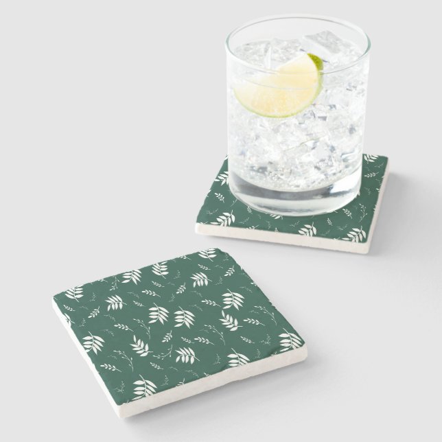 Dessous-de-verre En Pierre motif de feuille (Côté)
