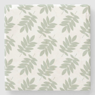 Dessous-de-verre En Pierre Motif de feuille aînée vert+blanc