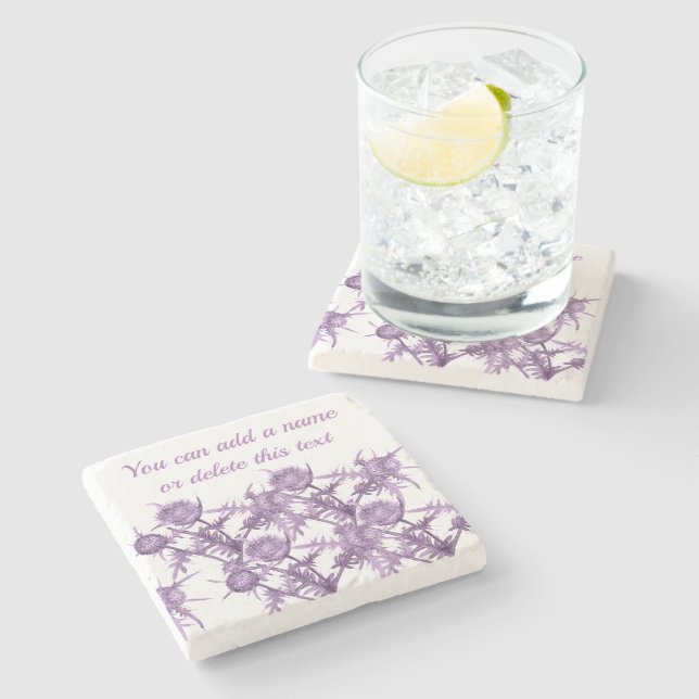 Dessous-de-verre En Pierre Motif de fleur violette de CHARDON (Côté)
