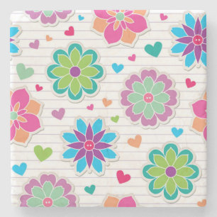 Dessous-de-verre En Pierre Motif de fleurs