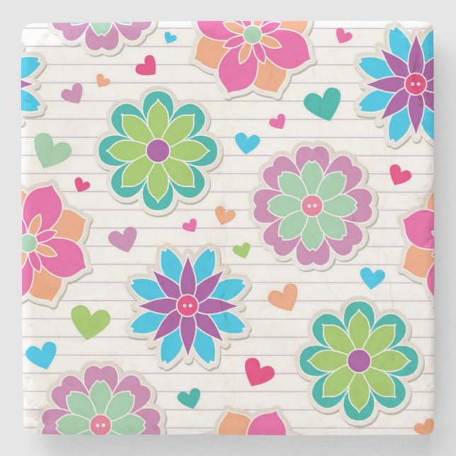 Dessous-de-verre En Pierre Motif de fleurs (Devant)