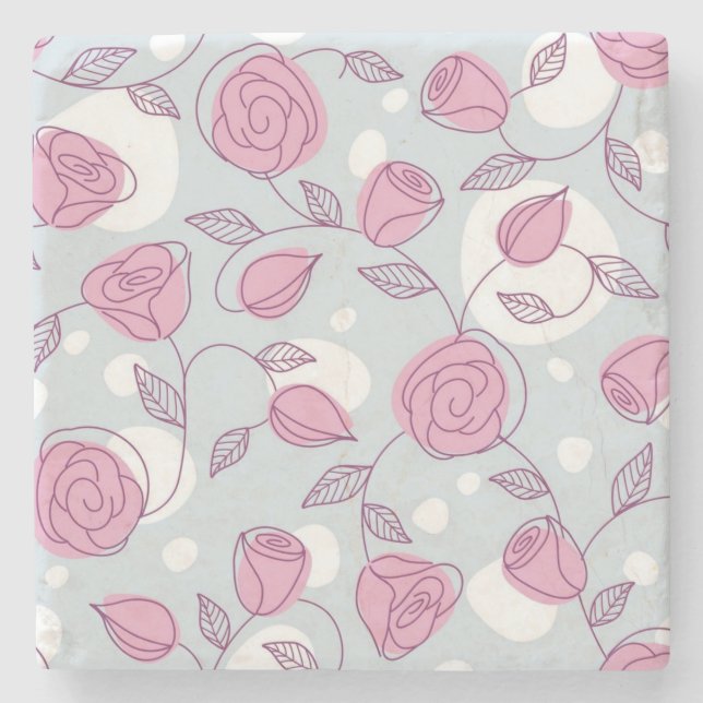 Dessous-de-verre En Pierre Motif de fleurs (Devant)
