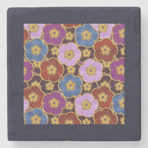 Dessous-de-verre En Pierre Motif de fleurs multicolores