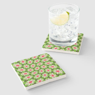 Dessous-de-verre En Pierre Motif de fleurs rose et blanche