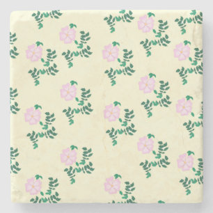 Dessous-de-verre En Pierre Motif de fleurs Roses retro Pastel rose