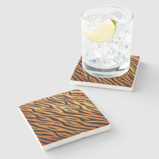 Dessous-de-verre En Pierre Motif de fourrure à rayures de tigre