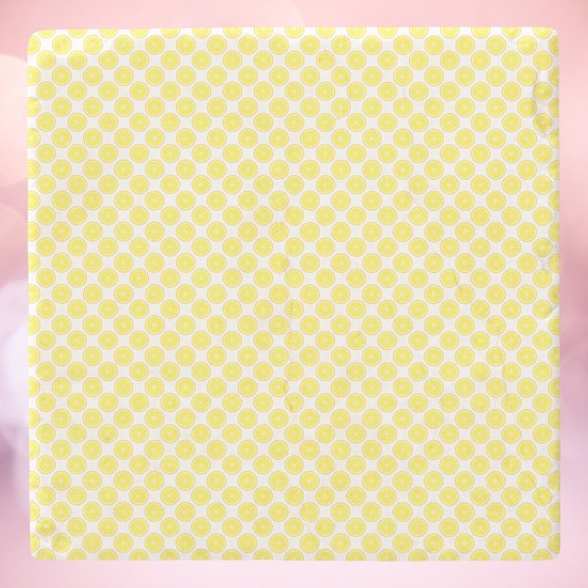 Dessous-de-verre En Pierre Motif de fruit de citron (A coaster featuring a lemon fruit pattern)