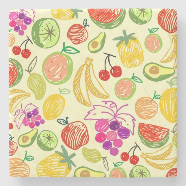 Dessous-de-verre En Pierre Motif de fruits (Devant)