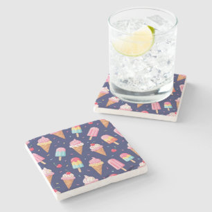 Dessous-de-verre En Pierre Motif de glace, popsicles et cerises