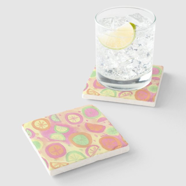 Dessous-de-verre En Pierre Motif de limonade rose (Côté)