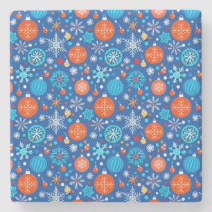 Dessous-de-verre En Pierre Motif de Noël bleu