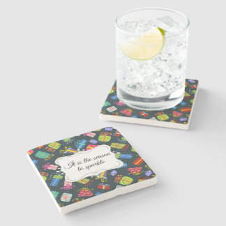 Dessous-de-verre En Pierre Motif de Noël Festif Personnalisé