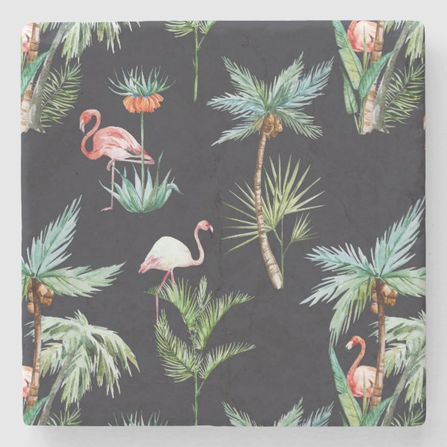 Dessous-de-verre En Pierre Motif de palme aquarelle (Devant)