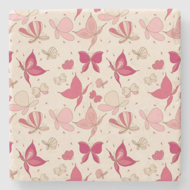 Dessous-de-verre En Pierre motif de papillon (Devant)