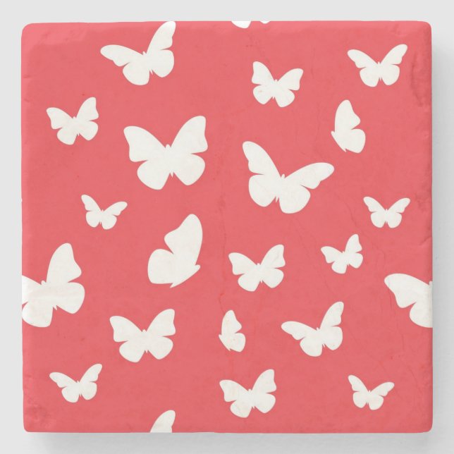 Dessous-de-verre En Pierre Motif de papillon 2 (Devant)