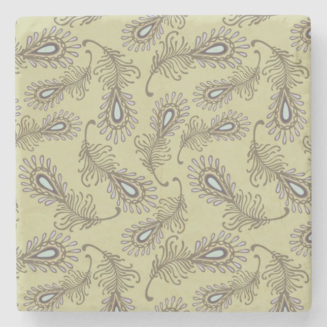 Dessous-de-verre En Pierre Motif de plume (Devant)