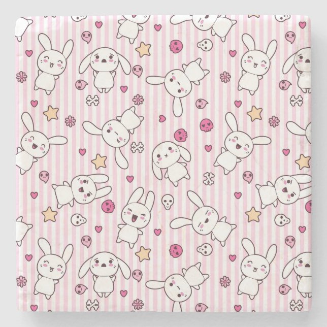 Dessous-de-verre En Pierre motif de rayures de kawaii (Devant)