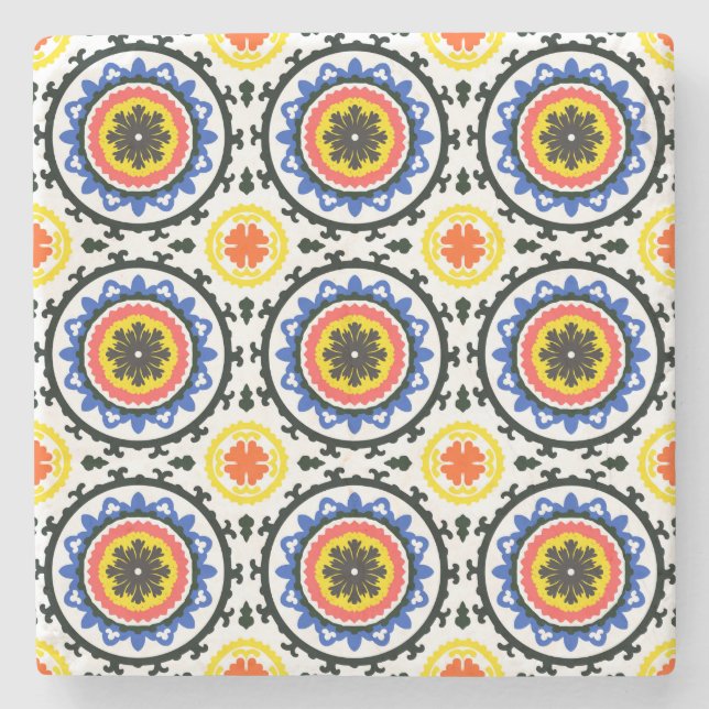 Dessous-de-verre En Pierre Motif de Suzani (Devant)