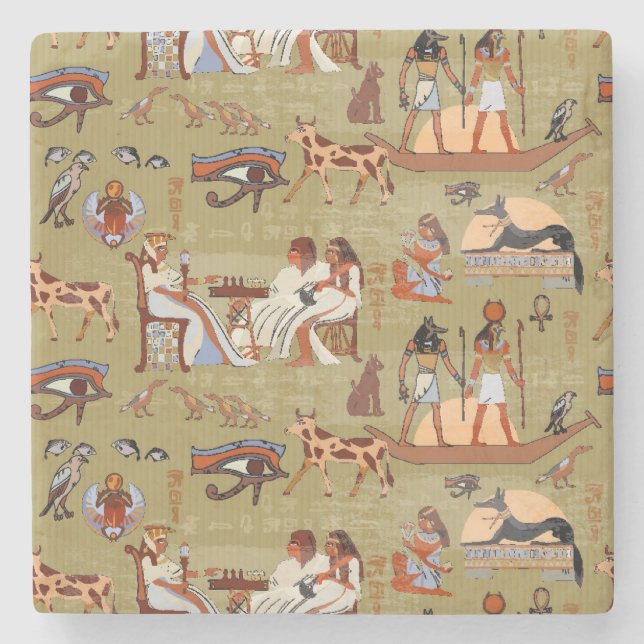 Dessous-de-verre En Pierre Motif de symboles de l'Egypte | (Devant)